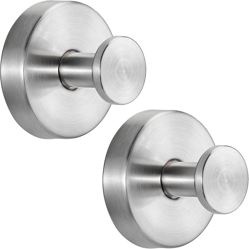 Fenas Suction Cup Hooks for Shower No-Drill Bathroom Hooks for Towels, Robes, Loofah Mountable on Bathroom Walls, Kitchen, Glass, Mirrors, Tile and Smooth,Non-Porous Surfaces (2, Brushed Nickel) - Image 1